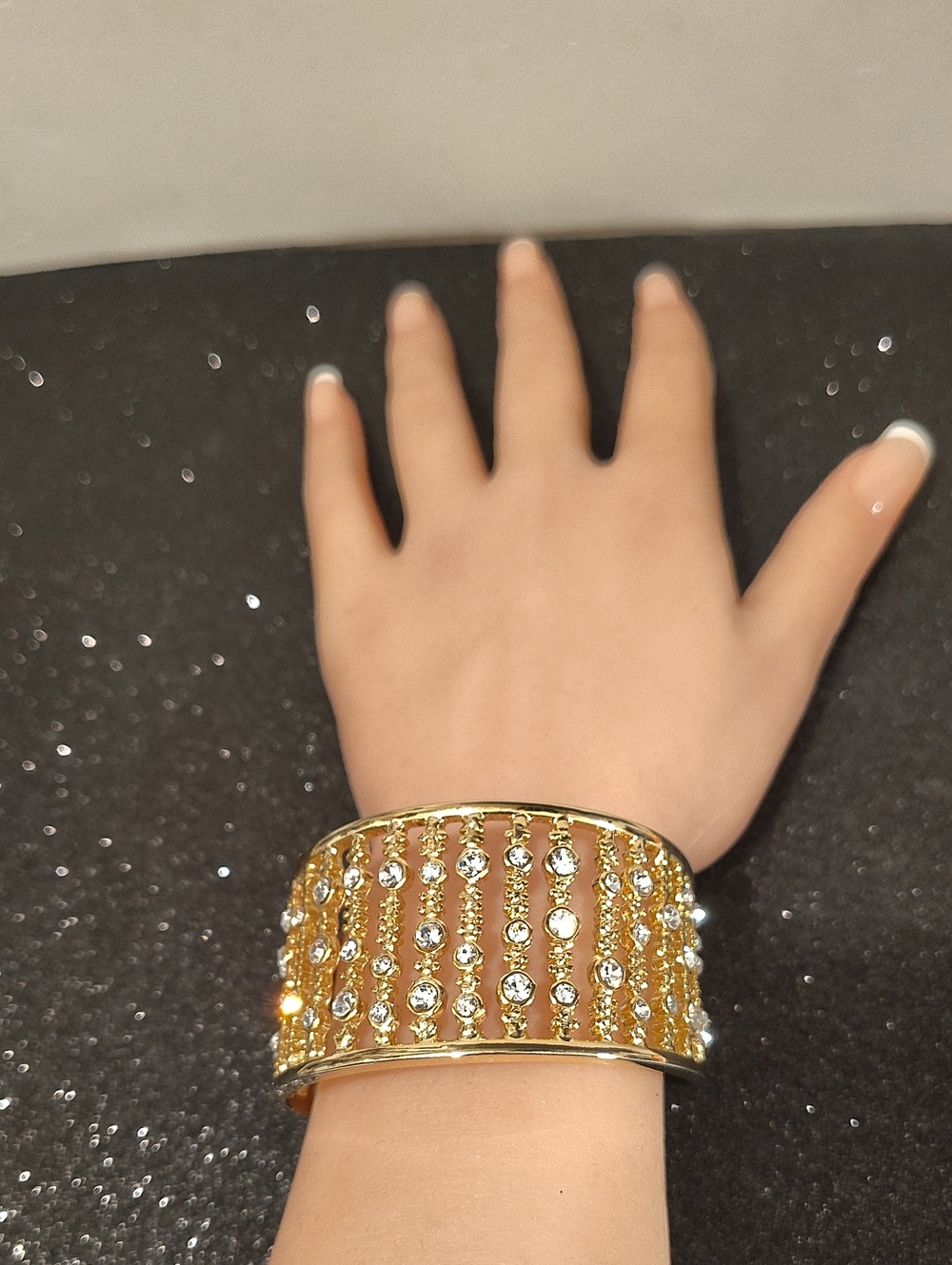 Gold-plated (Faux) Diamond Filigree Cuff Bracelet